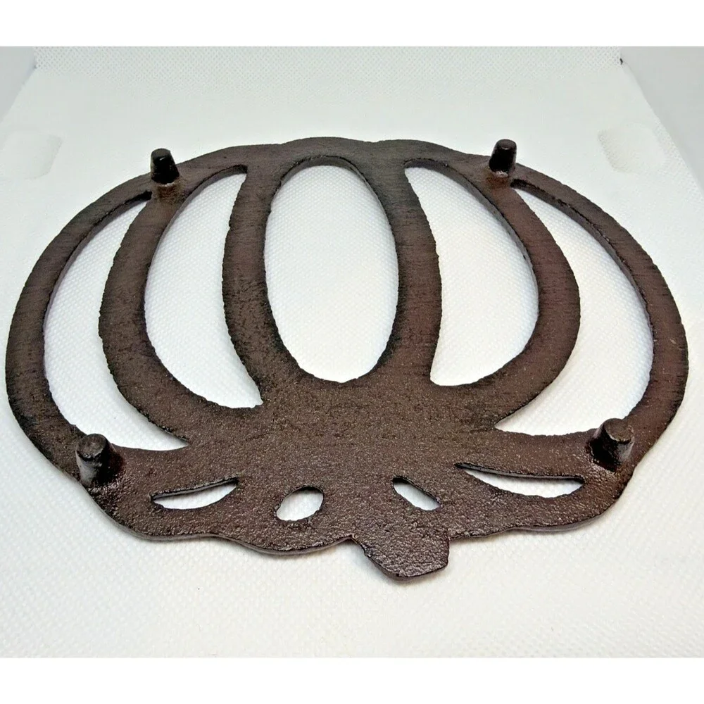 Rustic Cast Iron Pumpkin Trivet Fall Autumn Thanksgiving Kitchen Decor Heavy